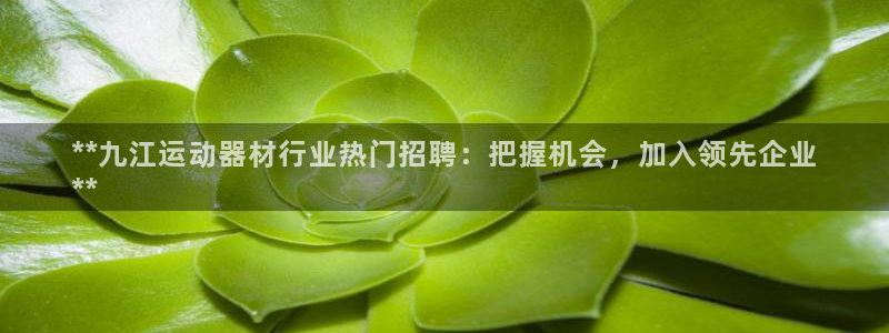 意昂3开户：**九江运动器材行业热门招聘：把握机会，